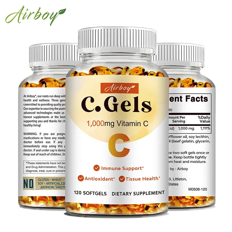 

Vitamin C Softgels - Antioxidant Helps with Energy Production and Collagen Replenishment, Promotes Healthy Skin, Hair and Nails