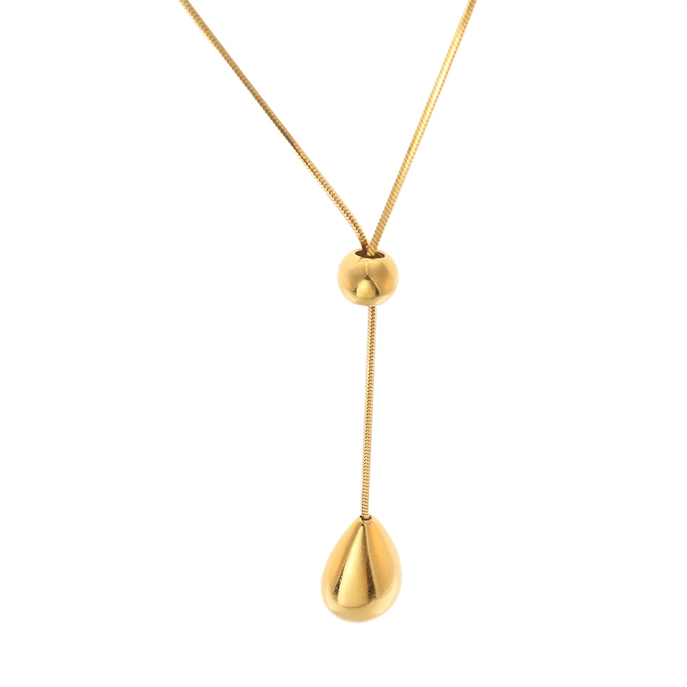 

JINHUI Exquisite Pull-out Stainless Steel Raindrop Necklace for Women Simple Water Droplet Tassels Necklaces Non Fading Jewelry
