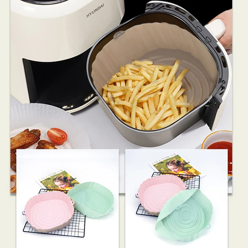 23 cm Luchtfriteuses Oven Bakplaat Gebakken Kip Mand Mat Luchtfriteuse Siliconen Pot Vervanging Grill Pan Accessoires