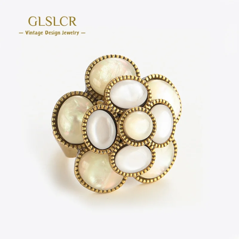 

Vintage Natural Stone Rose Flower Opals Rings For Women Gold Color Cat Sye Moonstone Quality Luxury Designer Jewelry 2025 Trendy