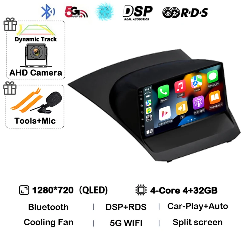 Android 16 Carplay Auto voor Ford Fiesta Mk 6 2009 2010 2011 2012 2013 2014 - 2018 Multimedia autoradio speler WiFi+4G DSP GPS 2DIN