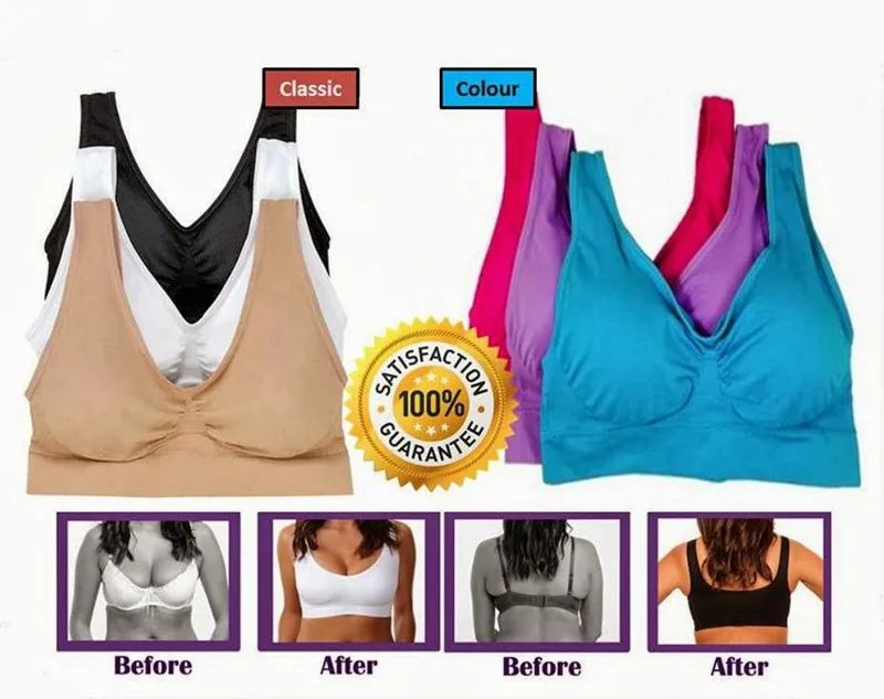 Women Padded Wireless Genie Bra Seamless Push Up Bra Plus Size Underwear Wireless Bra Big Size