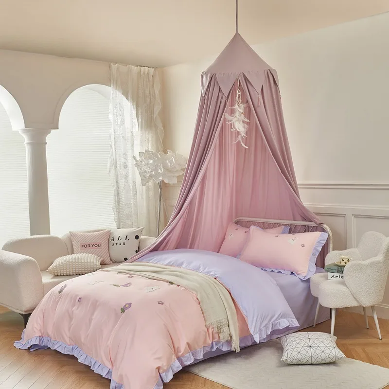 Domed Tassel Bed Curtain Children's Indoor Bed Curtain French-style Windproof Baby Headboard Shading Universal Ceiling Bed Tent