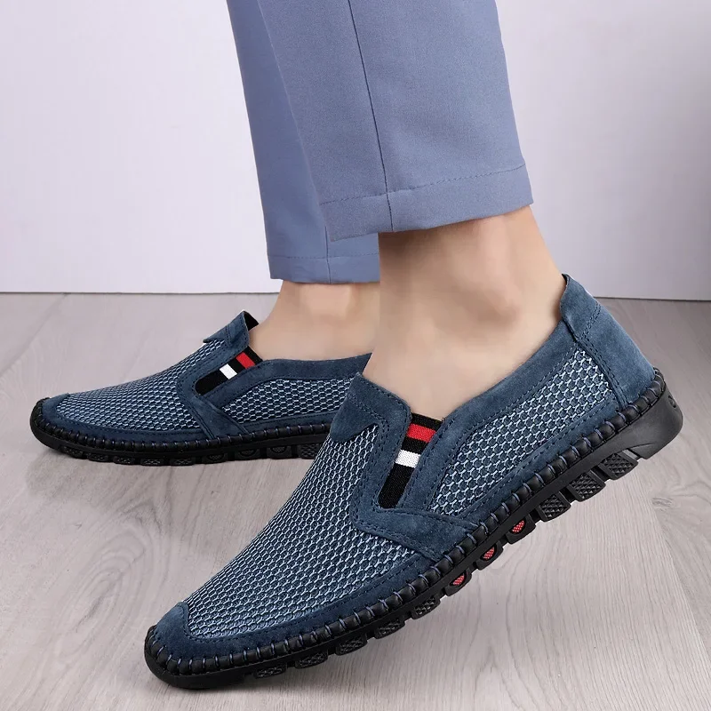 

Новые тенденции, модная летняя мужская обувь большого размера, легкие повседневные сетчатые лоскутные дышащие уличные мужские кроссовки, прогулочная обувь