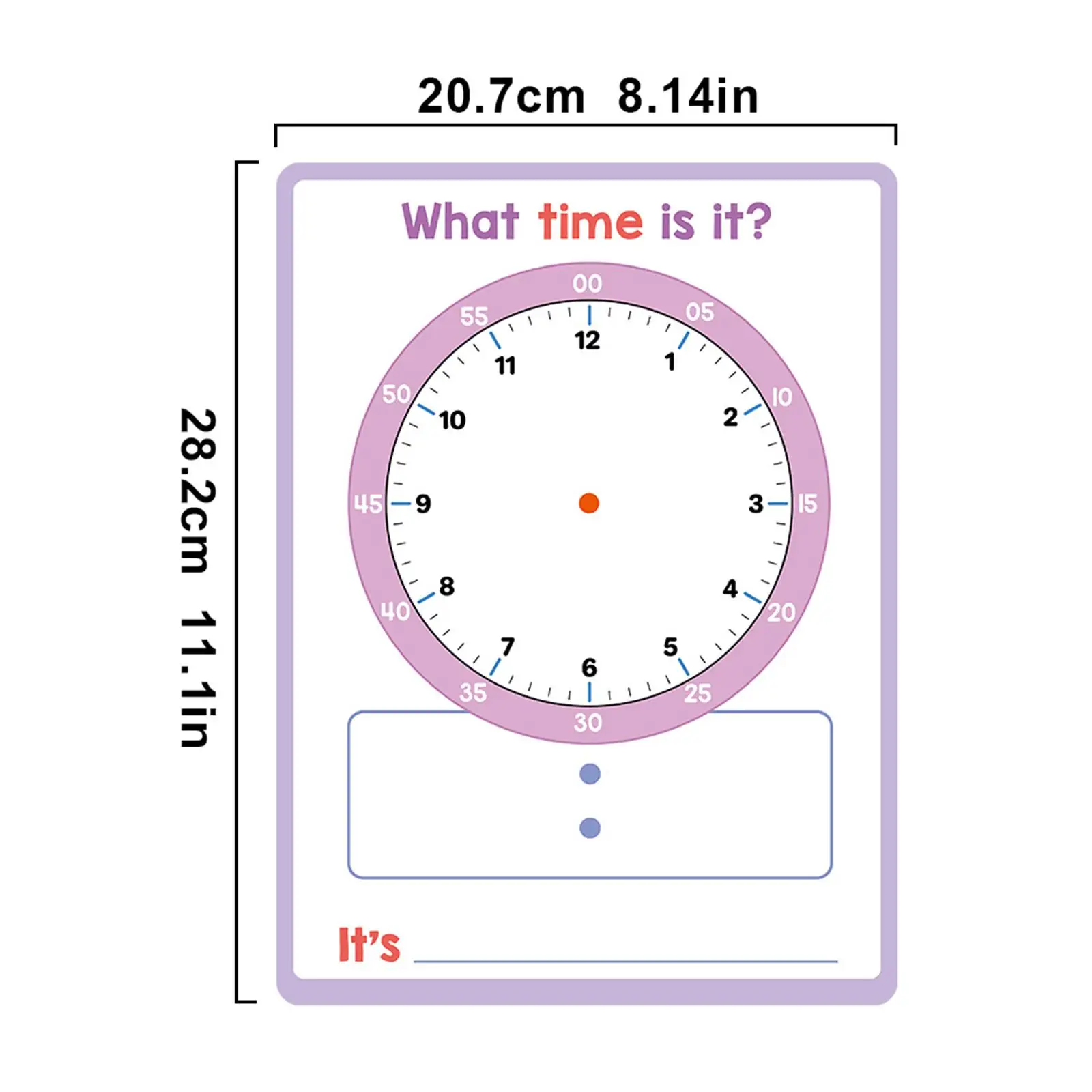 Fine Motor Skills Time Learning Reusable Dry Erase Sheets Educational Aids for Preschool Classroom