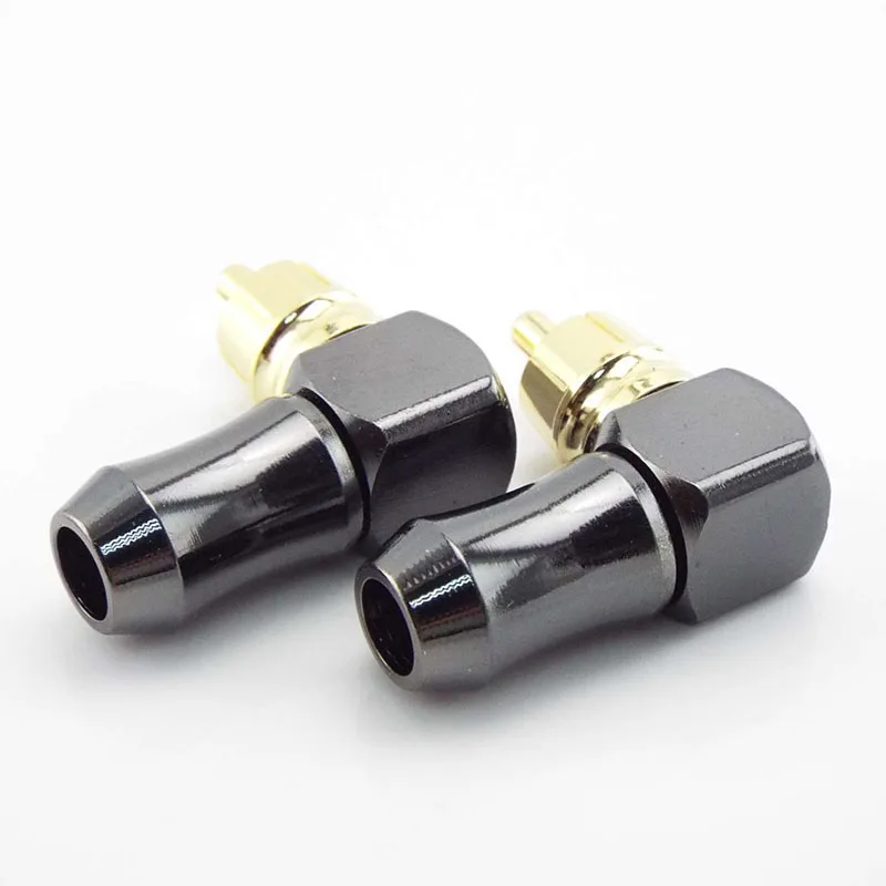 Gun Colored Gold-plated RCA Head L-shaped 90 Degree Component Elbow Copper Gold-plated Lotus Welding Short Tail Plug