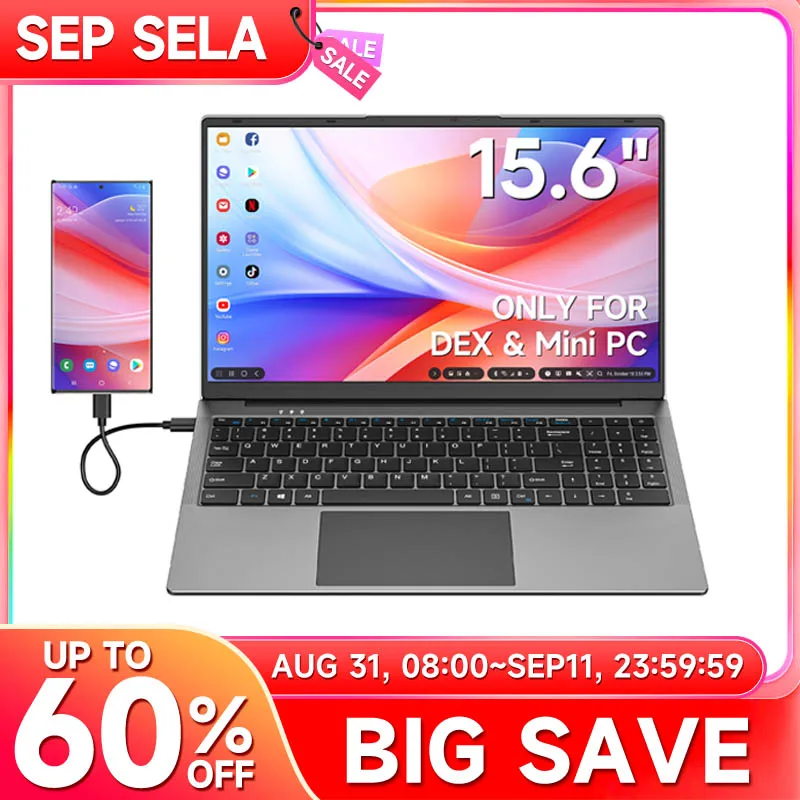 

Dopesplay 15.6inch Lapdock for Samsung DeX Mac Mini PC Phone Portable Monitor with Keyboard For S24 Z Fold 6 Note 20 Steam Deck