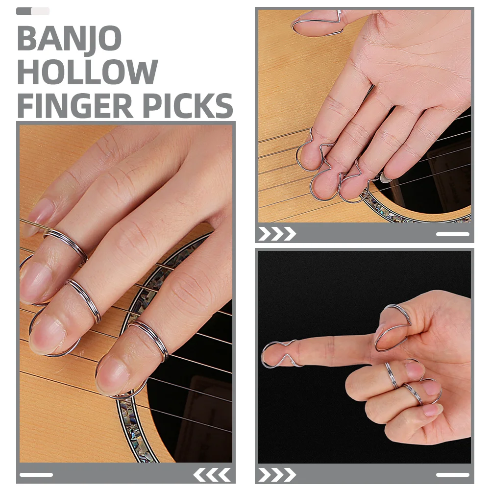 Guitar Picks Banjo Metal Hollow Plectrums Mandolin Finger Musical Instrument Ring Bass