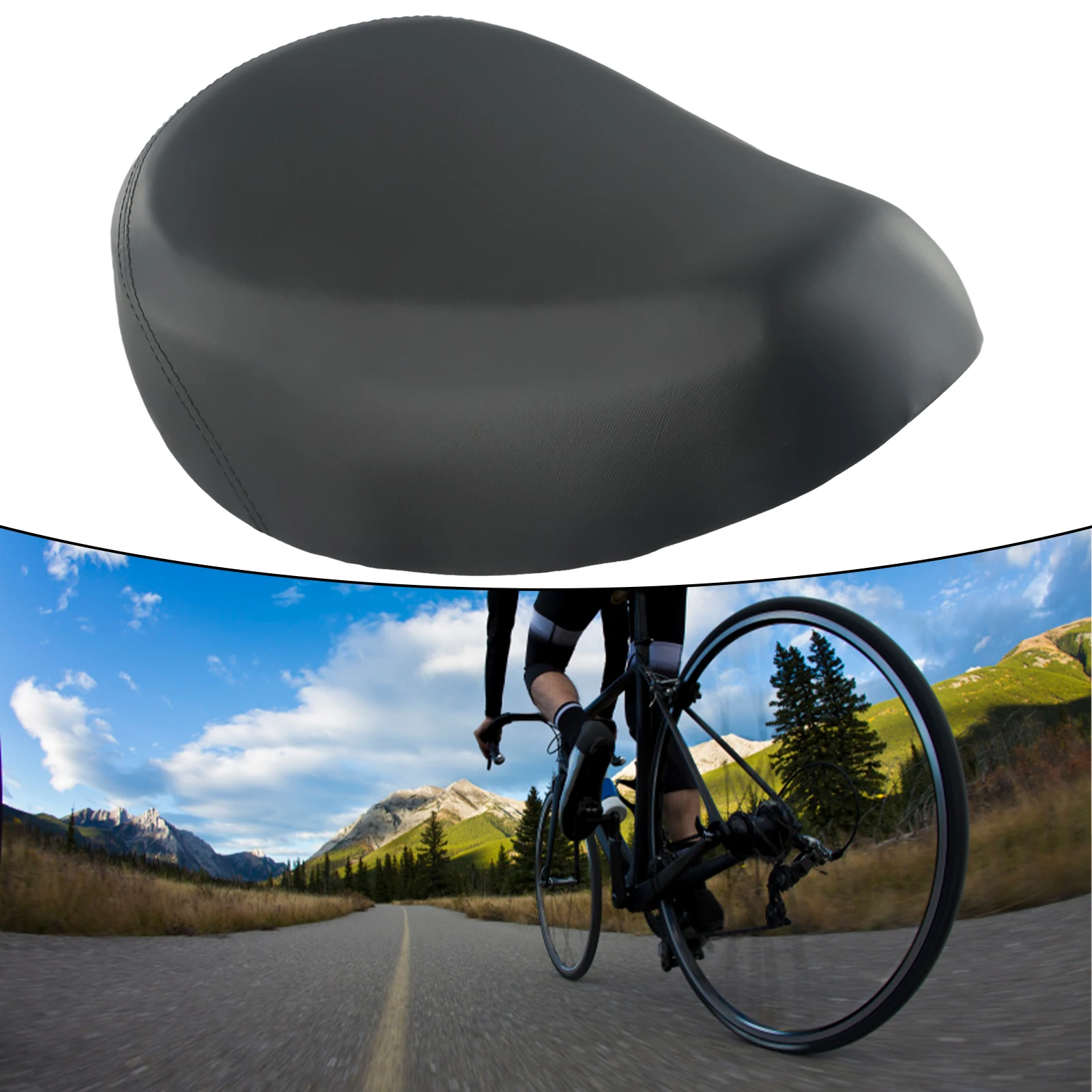 Assembly Seat Pad Cushion Black Saddle Sports Steel Widen Bike Comfy Dual-Spring Electric Bicycle High Elastic Leather Outdoor