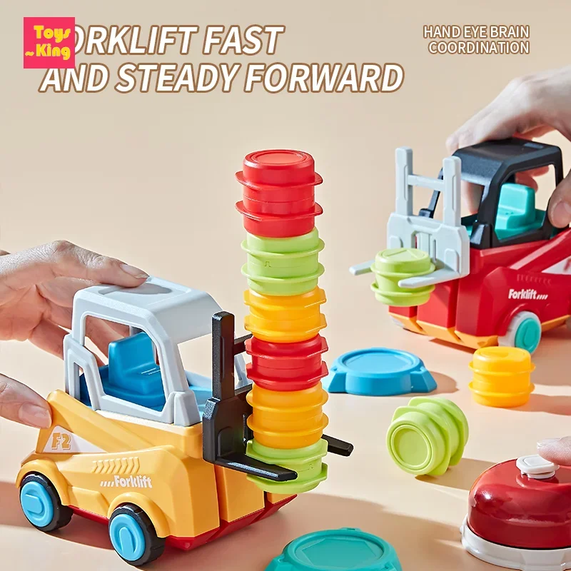 Inżynieria wózek widłowy zabawki do naciskania ciężarówka transportowa dla dzieci zestaw pojazdów do wycofania gra wieloosobowa chłopcy prezenty edukacyjne na nowy rok