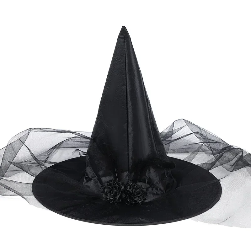 Halloween Vintage Spitze Hexen hut Dekoration Dämon Hexe spitzen Hut Maskerade Vampir Kostüme Zubehör Cosplay Mesh Garn Hut