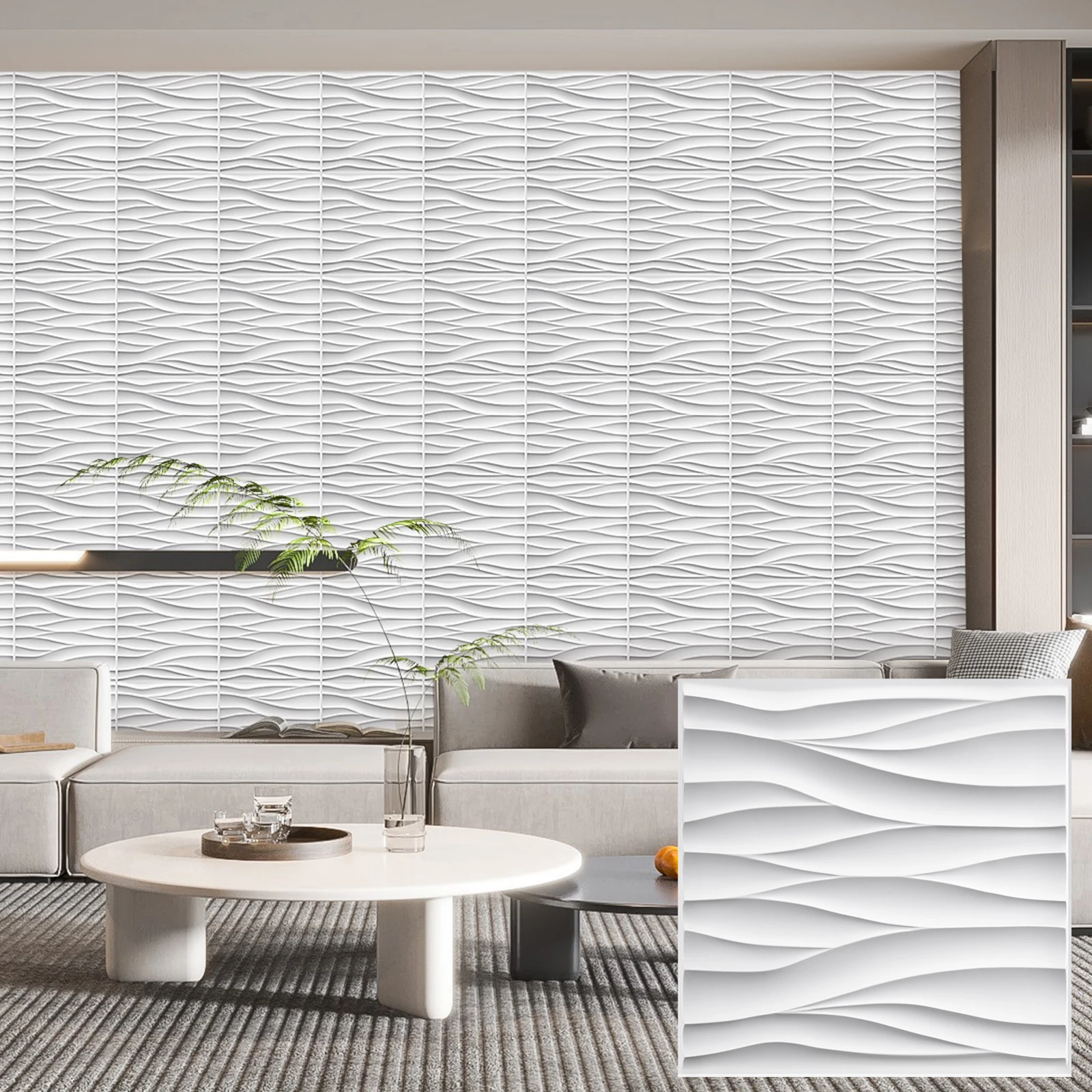 KUUJOJO 3D textured wall panel for indoor wall decoration, suitable for living room, hall, bedroom, hotel, office, send tape