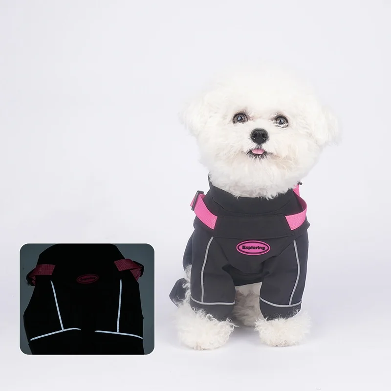 Pakaian Anjing Tahan Air Jaket Keluar All-In-One Tahan Debu Tahan Kotoran Pakaian Reflektif Empat Kaki dengan Tali Kekang Terintegrasi