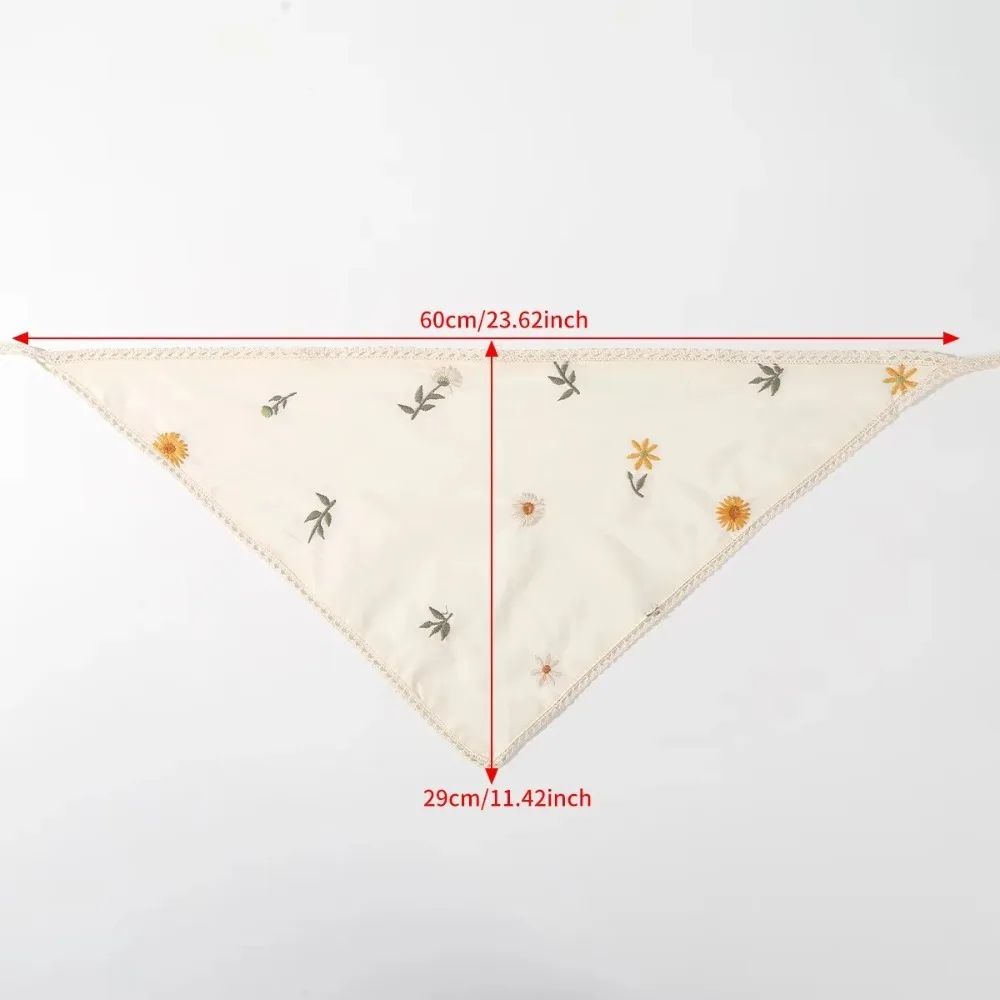 Baru Gaya Perancis Segitiga Syal Kain Renda Sorban Bandana Rambut Aksesoris Bunga Kecil Bando untuk Musim Semi Musim Panas