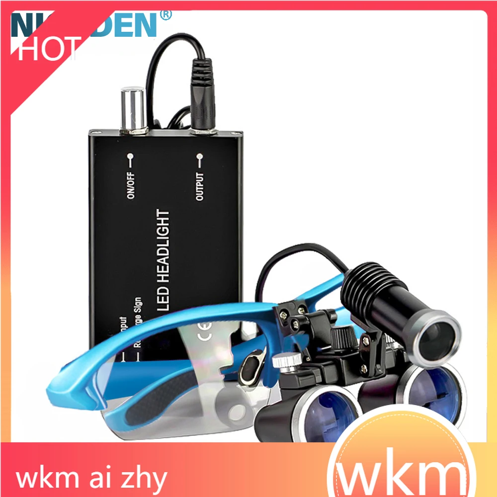 

Лупа Niceden den tal 2,5X 3,5X увеличение бинокулярная хирургия хирургическая лупа фара светодиодный светильник стоматологические медицинские лупы