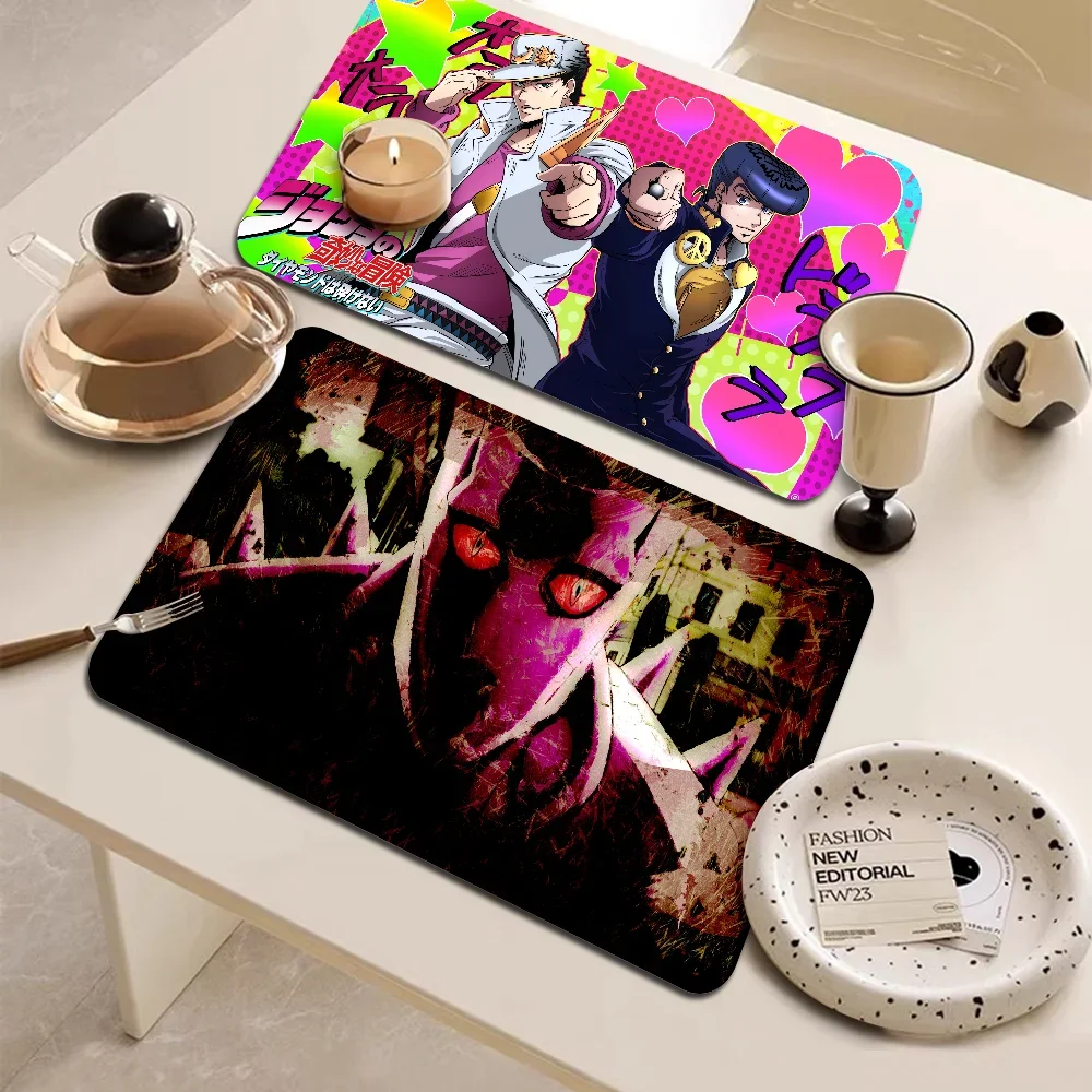 JoJo S Bizarre Adventure Kitchen Drainage Mat Retro Style Dish Drying Pads Absorbent Placemats Drainer Tableware Mats Accessorie