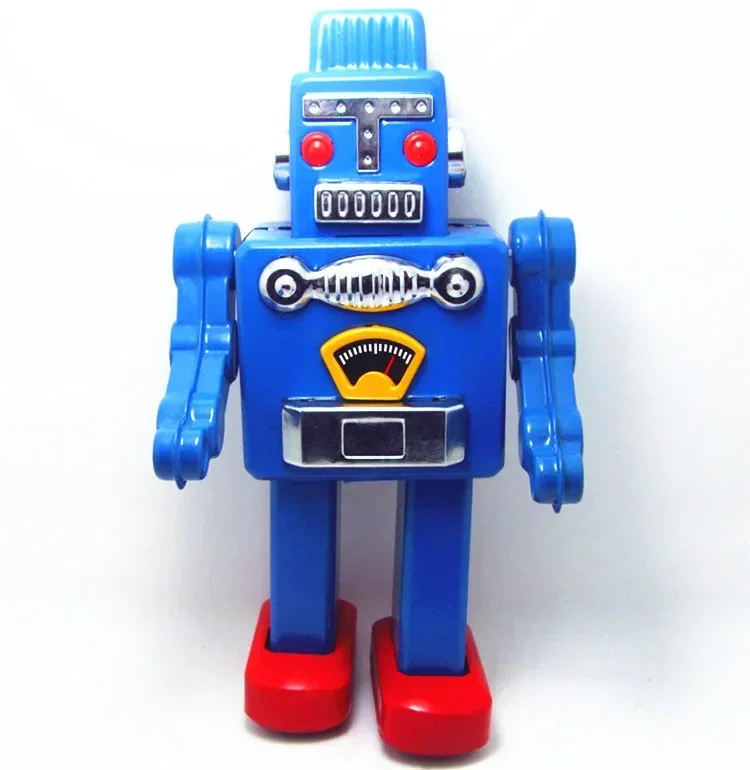 [Zabawna] Kolekcja dla dorosłych Retro Wind up zabawka Metalowa puszka Robot Zabawka mechaniczna Zegar zabawka figurki model prezent na boże narodzenie dla dzieci