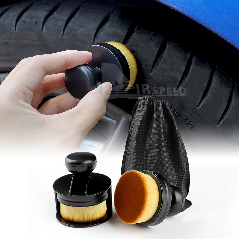 Universal Car Tire Tool Crevice Dust Removal Artifact Brush Seal Design with Cover High Density Portable Car Brush Styling