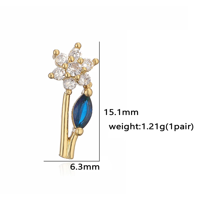 HECHENG, Colorful Zircon Collection Stud Earrings Tiny Crystal Dragonfly Flower Heart Ear Studs
