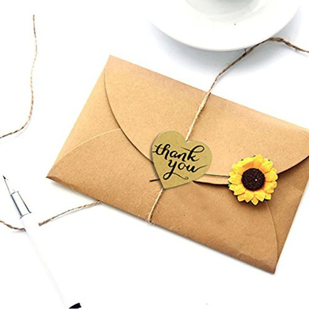 

500 Sheets/Volume Seal Sticker Label Baking Labels Stickers Kraft Paper Thank You Envelope Seals Adhesive Bag Sealing