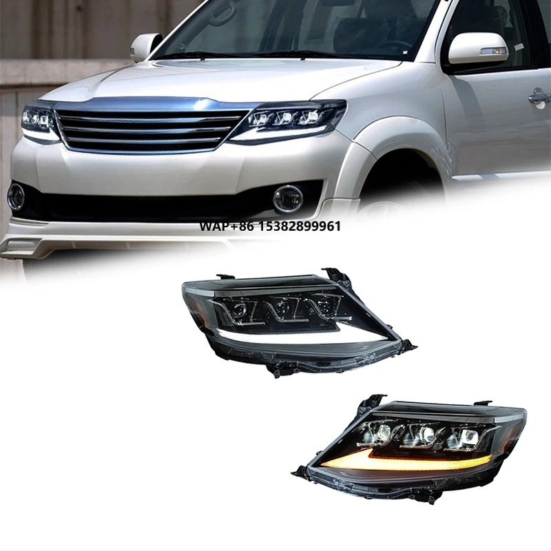 FT Car Lights for Fortuner Headlights 2011-2015 3 Eye LED Projetor Headlamp Daytime Running Light Automotive Accessories