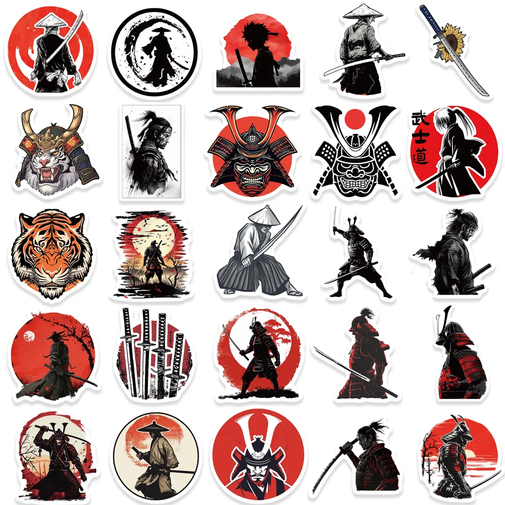 50pcs  Japanese Samurai Bushido Evil Ghost Stickers Waterproof DIY Ipad Laptop Scrapbook Notebook Diary Kids Toy Decoration