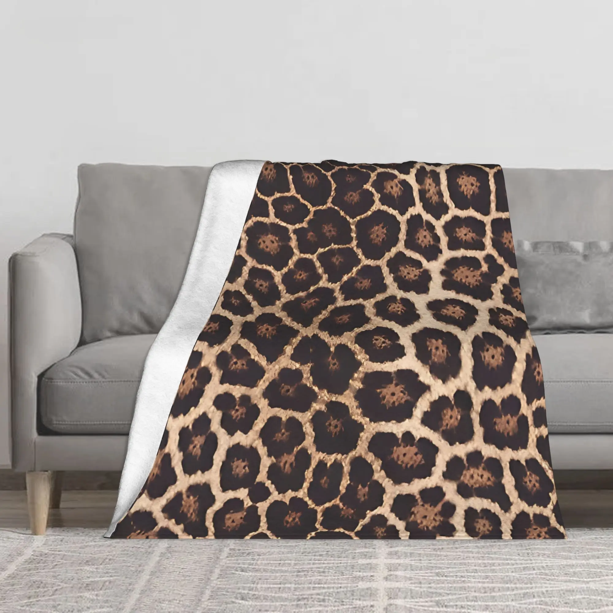 1PC Leopard Animal Print blanket Throw Furry Winter Blankets for Adults Bedding Home Interior Fluffy Plaid Sofa Knee