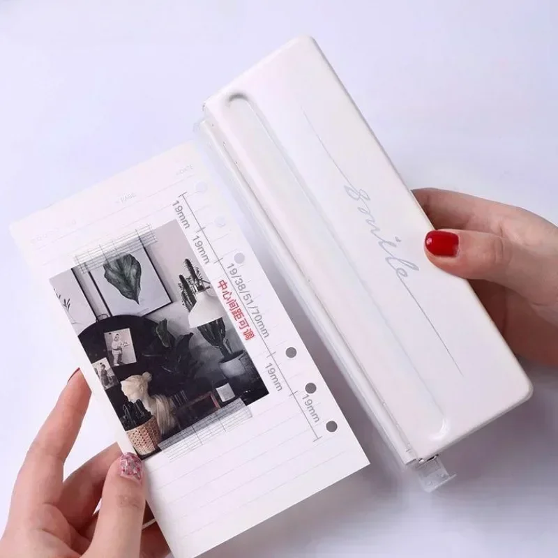 Convenient Adjustable Hand Book Certificate Adjustable Spacing 6hole Punching Machine Manual Ledger Multi Size Office Stationery