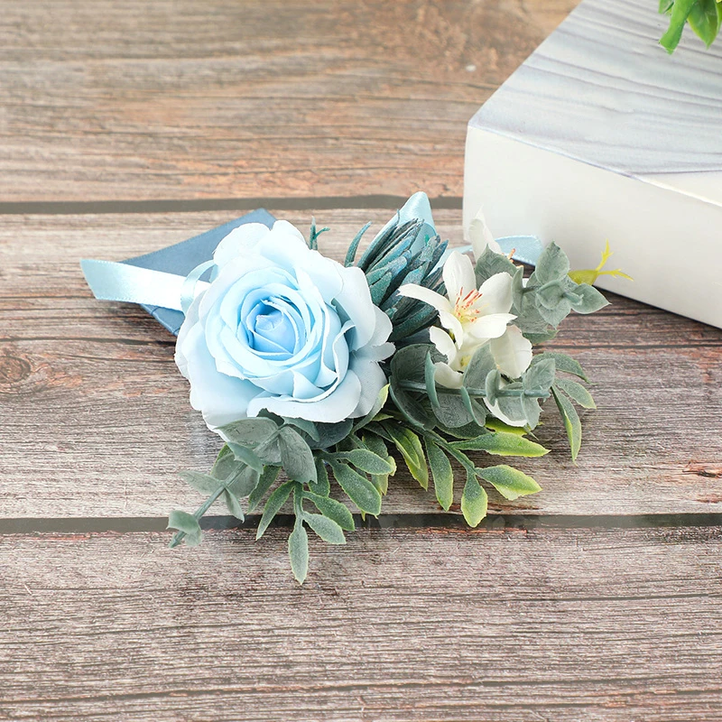 New Artificial Flower Bouquet Brooch For Wedding Groom Groomsman Bride Pocket Paper Flower Marriage Ceremony Party Accessories