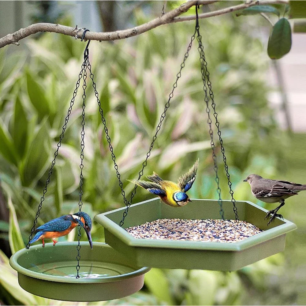 2 in 1 Hanging Bird Bath Bird Bath - Bird Feeder Hanging Bird Feeder & Bird Bath for Outside, Hanging Bird Baths for Outdoors