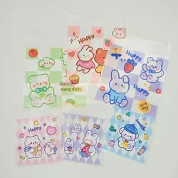 Cartoon Candy Bags Rabbit and Bear Cookie Biscuit Soap Self-Adhesive Plastic Packaging Bag Wedding Birthday Party Decor 100pcs
