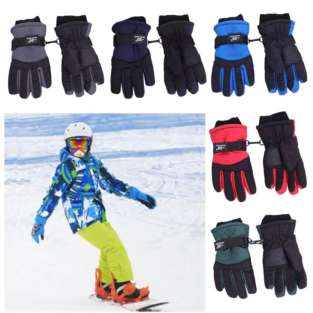 

Winter Cute Children Boys Girls Windproof Non-slip Waterproof Kids Ski Gloves Thick Warm Sports Mittens