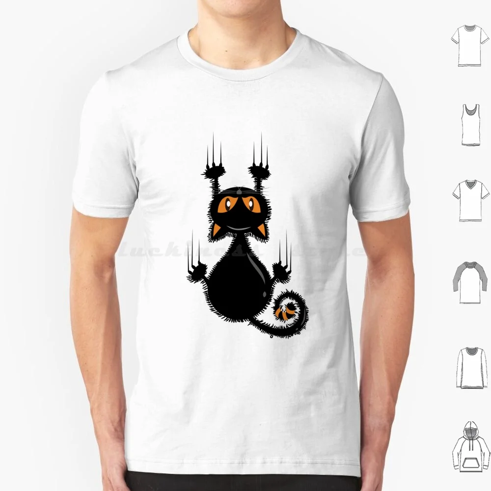 Hanging Cat T Shirt 6xl Cotton Cool Tee Cat Hanging Angry Funny Cartoon Animal