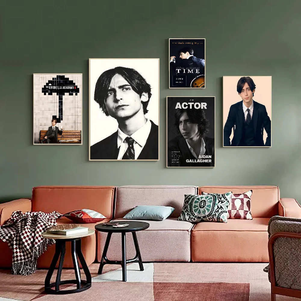 Aidan Gallagher Vintage Posters Sticky Retro Kraft Paper Sticker DIY Room Bar Cafe Kawaii Room Decor