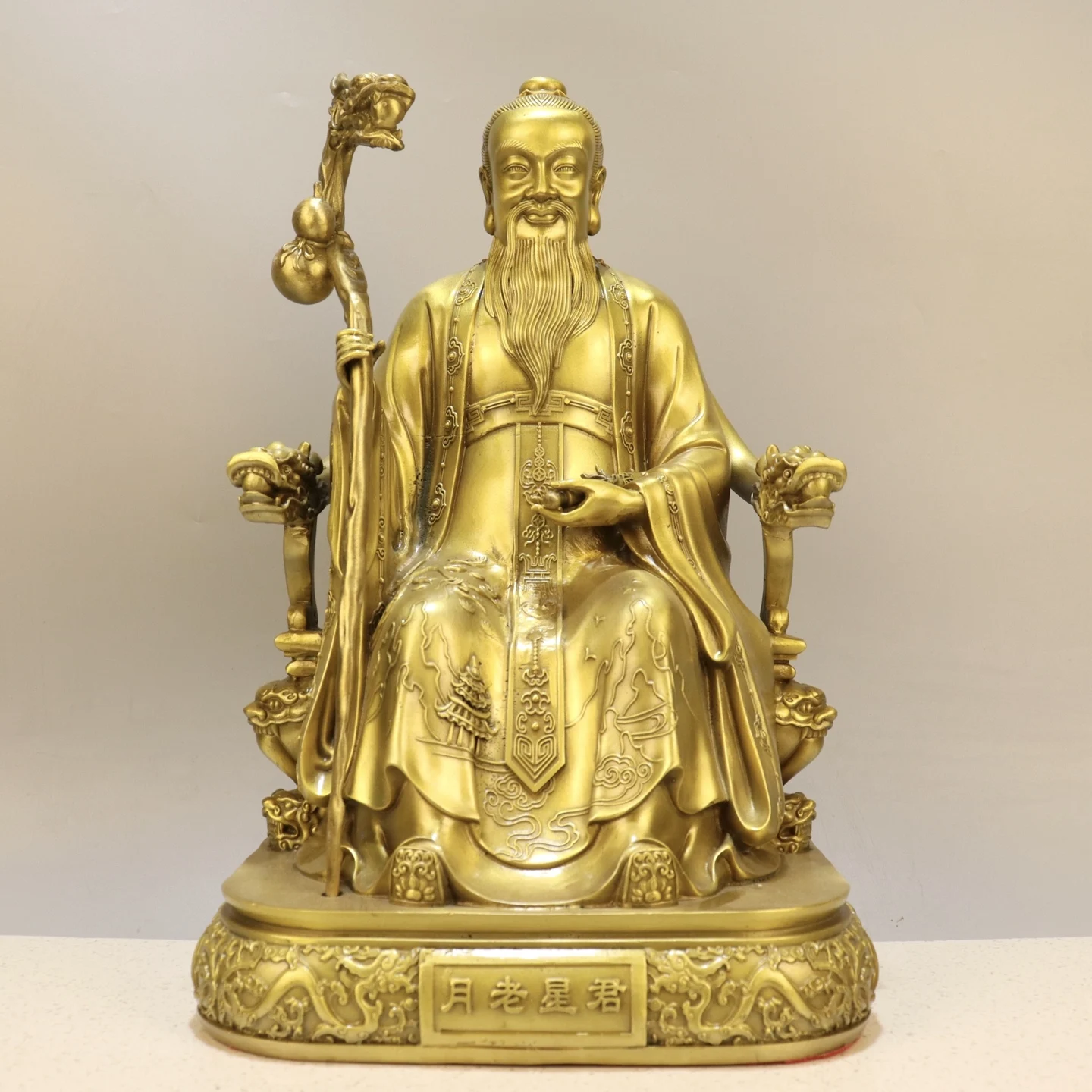 Brass high-end Precision Copperware Moon Old Star Lord Sitting under the moon, an elderly person Leading a marriage alliance imm