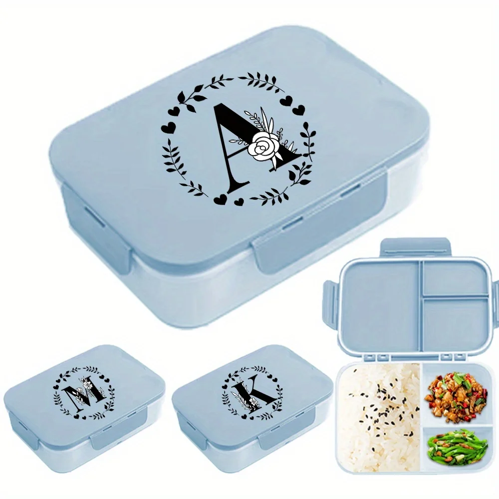 

Flip-Top Portable Lunch Box with Lid Food Storage Container Kitchen Durable Fresh-Keeping Tableware Garland Letter Pattern