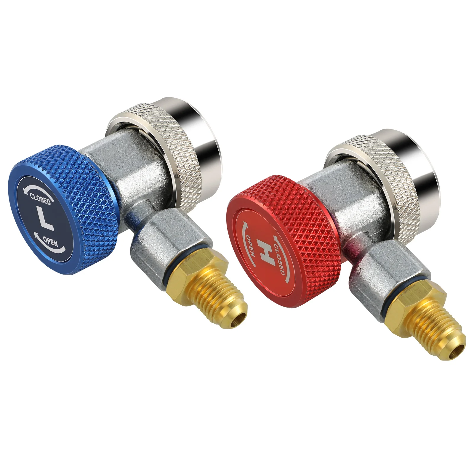 

R134a Coupler Adapter High Low Quick Connector Adjustable Detachable Copper Durable Aluminum Port