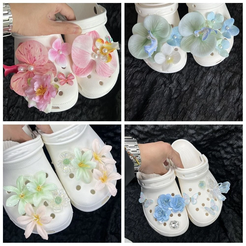 

Sandals Decorations Flower Shoe Accessories Vacation Style DIY Shoe Buckle Butterfly Orchid Shoes Charms Shoe Accessories