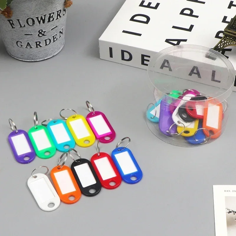 10pcs Colorful Plastic Tags Convenient Number Classification Card Key Tags Label Name Baggage Tag ID Name Tags with Split Ring