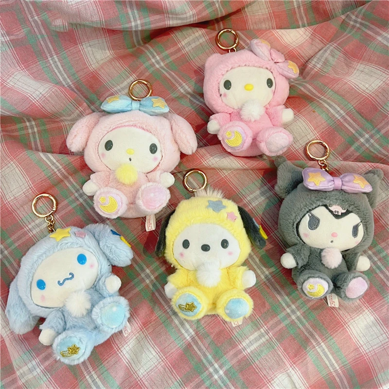 Kuromi my Melody Cinnamorroll Pochacco 10-20cm pyjama series plush toy doll pillow bag pendant decorative toy gift