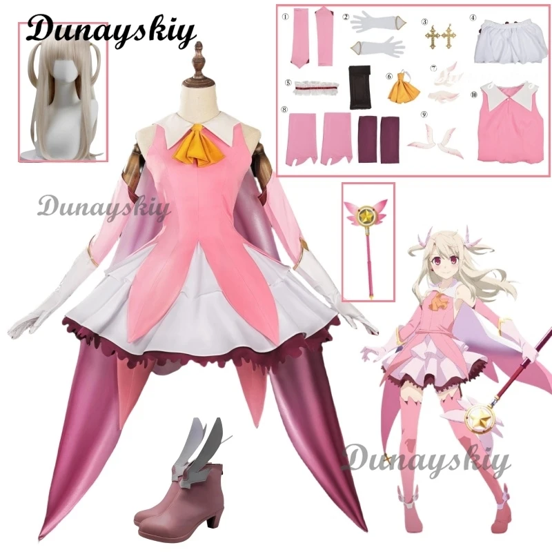 

Prisma Illya Women's Cosplay Costume Wig And Dress Halloween Roleplay Suit Anime Fate/kaleid Liner Illyasviel Von Einzbern