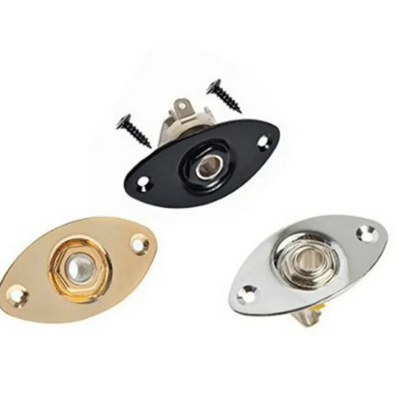 Hot Hoge Kwaliteit 1Pcs Chrome Oval Output Jack Plate Jackplate Socket W/Jack Voor Elektrische Gitaar Lp Nuttig