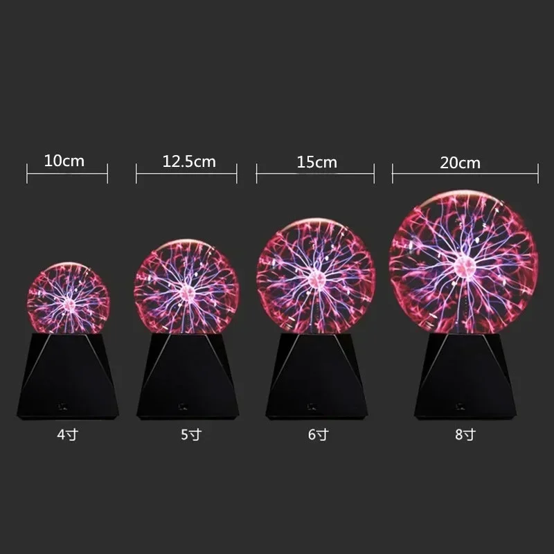 Lampe boule à plasma magique avec contrôle du son, veilleuse LED, lumière tactile en verre, éclairage de décoration de fête de Noël, 3/8 pouces