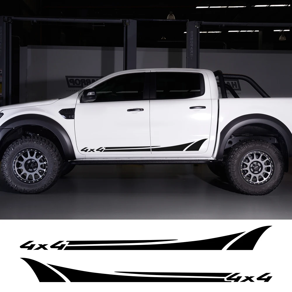 2PCS Universal Pickup Door Skirt 4x4 Styling Sticker for Ford Ranger Raptor Isuzu Dma Nissan NAVARA Toyota Hilux Car Accessories