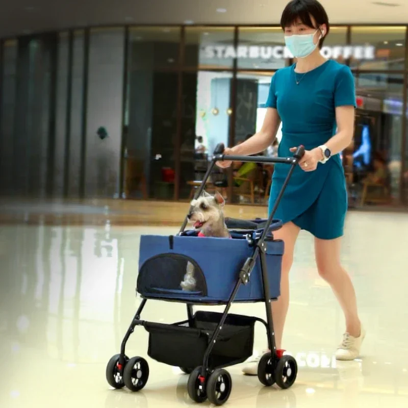 Detachable pet cart Dog and cat baby stroller Small and lightweight foldable pet stroller for going out pet cart with basket