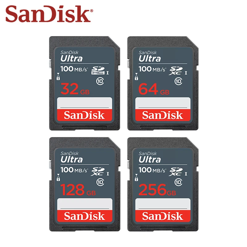 Карта памяти SanDisk SDXC 256 ГБ 128 ГБ 64 ГБ SDHC 32 ГБ 16 ГБ U1 Class10 SD-карта Высокоскоростная цифровая карта памяти Flash Memoria