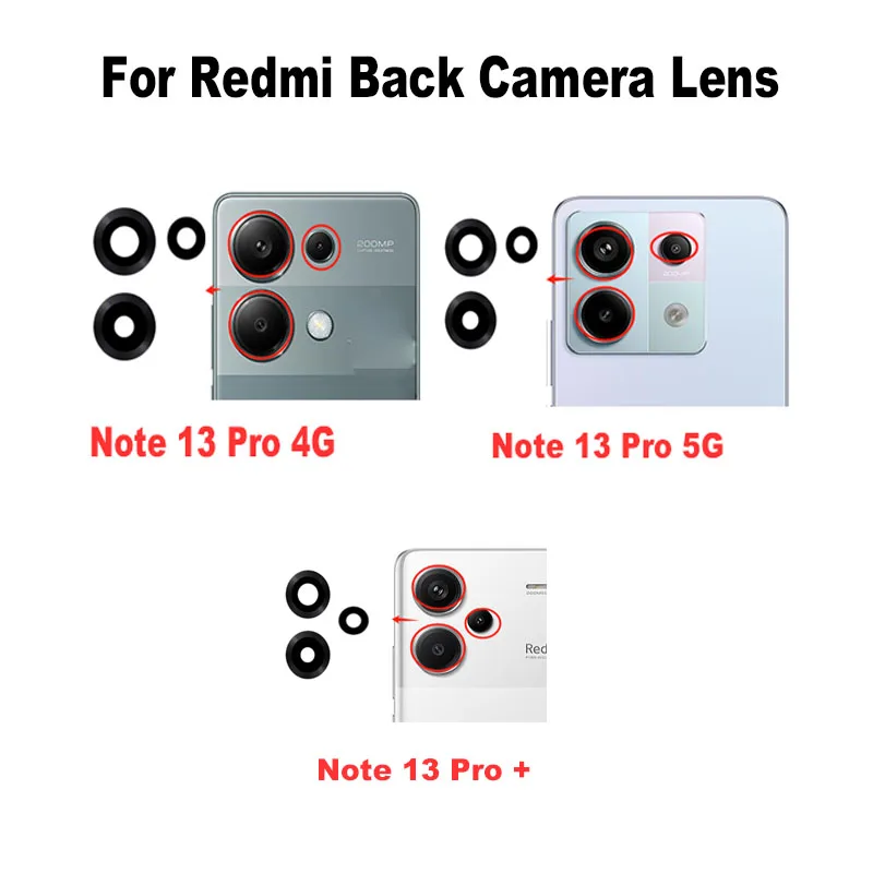 For Xiaomi Redmi Note 13 Pro + Plus 4G 5G Back Camera Lens Rear Glass With Adhesive Stickerr Replacement