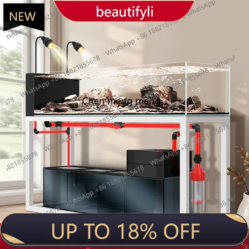 

P178 Free care fish tank ecological landscaping stream tank large bottom filter industrial wind stainless steel frame