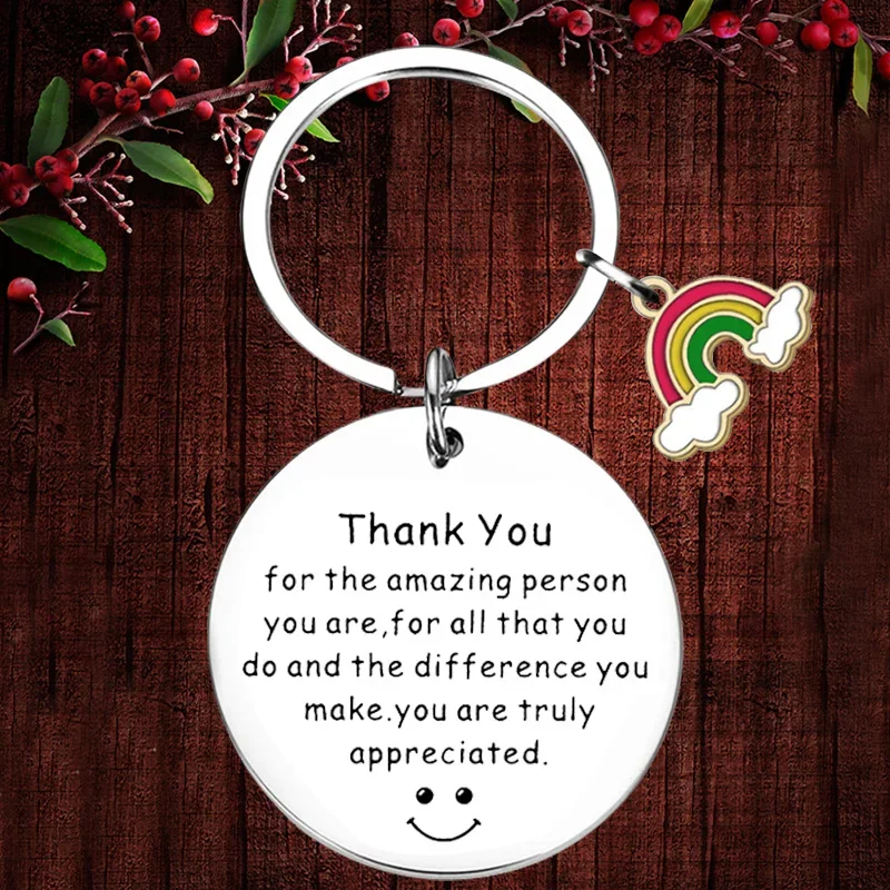 Charm inspirational Keychain Pendant thank you for the amazing person Key Chains Son Daughter Best Friend Graduation Gifts