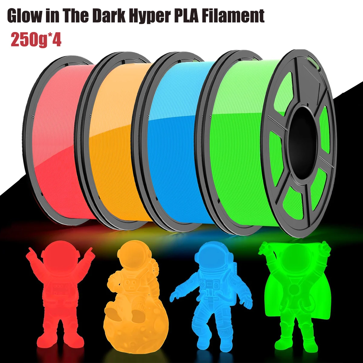 

Glow‑in‑the‑Dark Hyper PLA 3D Printer Filament Bundle, 1.75mm, ±0.02mm Dimensional Accuracy, Compatible with Most FDM 3D Printer